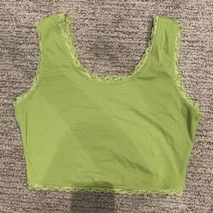 shein green lace ribbed tank top